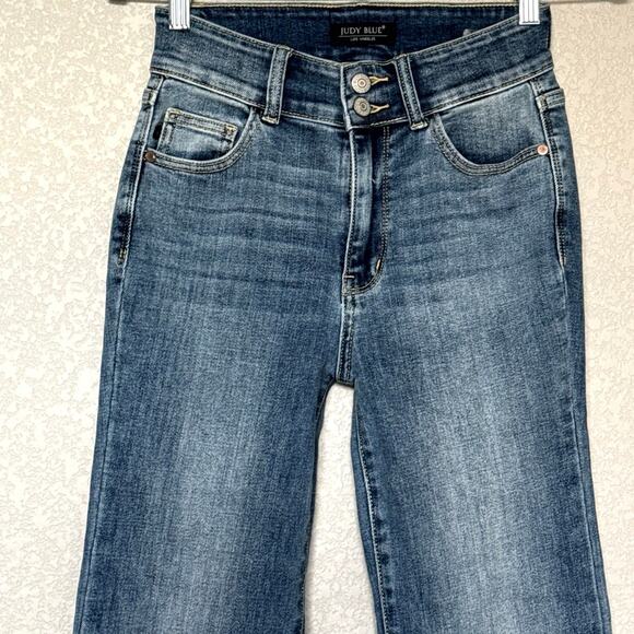 Judy Blue High Rise Flare Jeans Women’s Size 0/24 Stretch Denim JB82530MD EUC - Picture 4 of 12